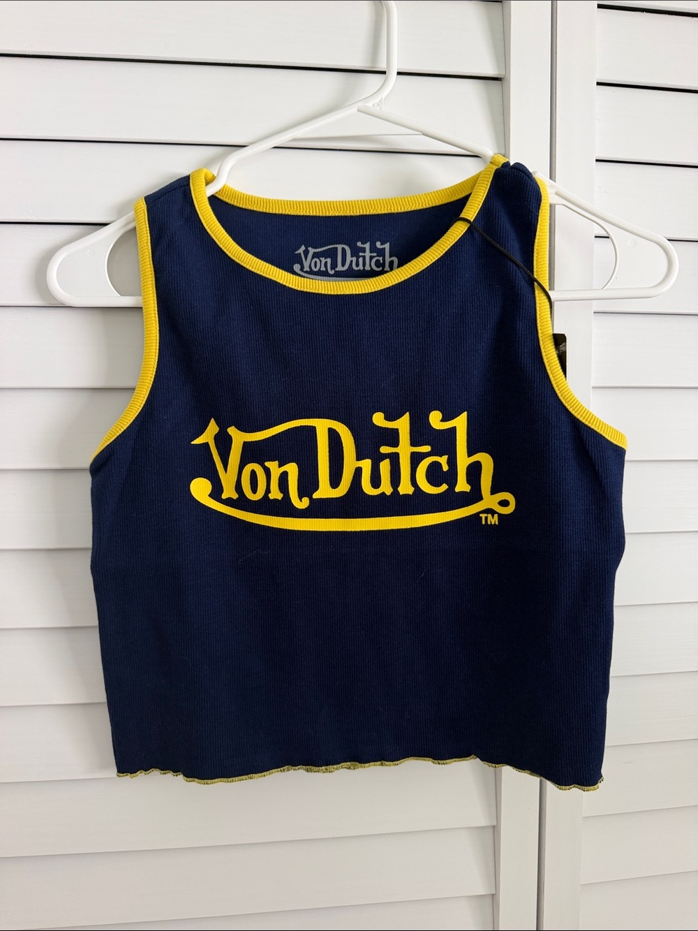 Von Dutch Navy Tank Top with Yellow Logo Trim